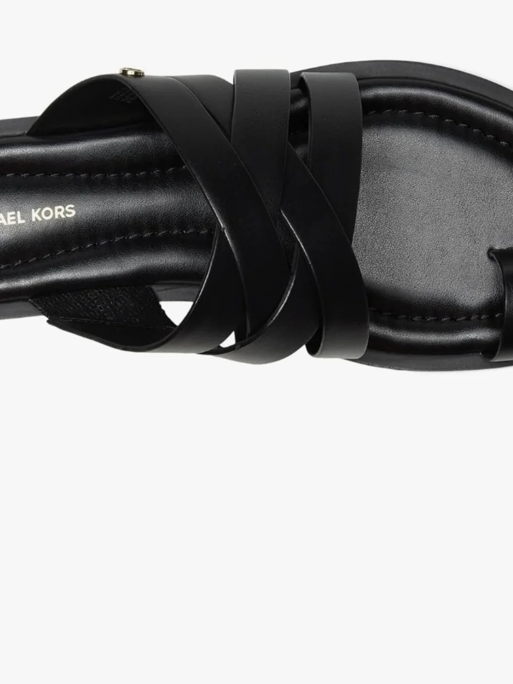 Michael Kors Black Leather Braided Strap Slide Sandals